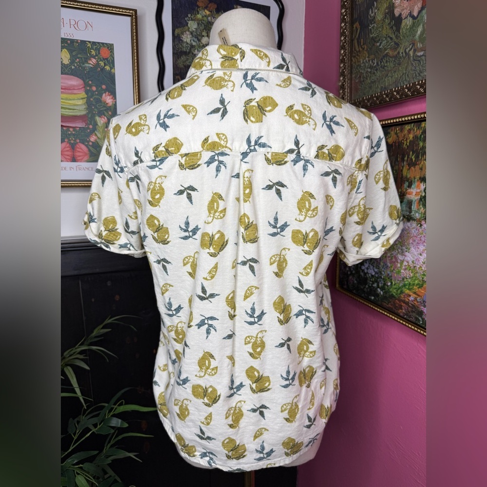 Kuhl Women’s Elsie Lemon Fruit Print Tie Front Button Up Shirts Cream Sz S - Picture 6 of 12